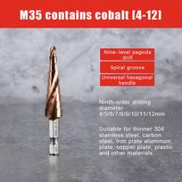 [ZYAS]4-12/4-20/4-32mm Spiral Groove Step Drill Bit M35 Cobalt Step Drill Bit Metal Taper Drill HSS Titanium-Coated Drill Bit