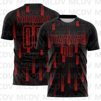 Individualūs Juodi Raudoni Geometriniai Raštai Sublimacijos Futbolo Uniformos Džersis Personizuotas Komandos pavadinimas tavo vardas numeris T-shirts S
