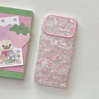Shell Texture Anti-Drop Phone Case for iPhone 14/15/16/17 & PROMAX - Large Window Strawberry Design iPhone 16