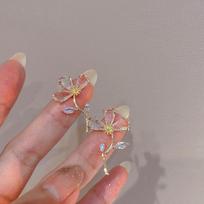 Fashion Elegant Crystal Flower Zircon Drop Earrings Women's Wedding Zircon Party Gift Wholesale