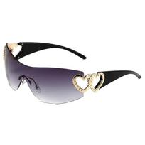 Sunscreen Sunglasses for Women High-end All-in-one Hollow-out Frameless Heart-shaped Glasses UV400 Material juoda pilka spalva