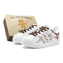 Adidas Originals Superstar 2 Playful Bear Low top Skateboard Shoes Unisex Brown White IH8659(TeamS2-S-BOX) 35⅔