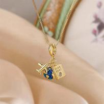 Gold Color Box Chain Air Plant Passport Pendant Necklace Blue Epoxy Gliter Charm Women Necklace Ins Fashion Jewelry