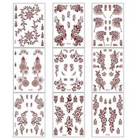 9pcs India Mehndi Flower Henna Temporary Tattoo Body Art Sticker  Finger Hand Legs Arm Set B