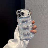 iPhone 17 Pro Max/15 Pro Micro-hole Color Shell Bow Pattern Case 14 Pro