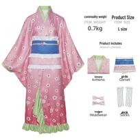 Nezuko Kamado Pink Kimono Cosplay Costume for Halloween Medium