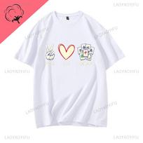 Summer Mahjong Graphic Printed Women Tshirt Mahjong Player Cotton Tees Casual Hip Hop Street Gift Unisex Mahjong Prin Tshirt S