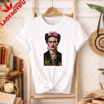Frida Kahlo Meninis Gėlių Portretas Ikoniškas Meksikos Menas Įkvėpti Marškinėliai Bohemiškas Mėgėjas Dovana Kultūros Entuziastams Grafiniai Marškinėliai S