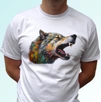 Wolf kids boys T-Shirt tee art top paint wolves animal gift s s kids baby sizes 150