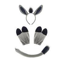 4Pcs/Set Halloween Donkey Costume  Accessories Donkey Ears Headband With Gloves Tail For Kids Children'S Animal Party Cosplay 1 set