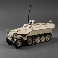 Antrojo pasaulinio karo Vokietijos armijos Sd.Kfz.251 pusiau vikšrinis šarvuotas transporteris Statybinis blokas Tankas Mastelio modelis—Mokomasis edukacinis žaislas berniukams ir mergaitėms NO BOX