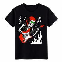 Vintage Punk Rock Skeleton Guitar T-Shirt, Retro Music Graphic Tee for Men Women M