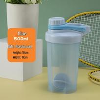 Protein Shaker Cup with Handle, Scale, and Screw Cap - Perfect for Mixing Milkshakes and Fitness Drinks 500ml mėlyna