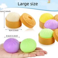 Toys Colorful Dumpling Squishes Stress Balls Fidget Sensory Simulation Food Squishies Bun with Steamer Squeeze Dough Ball Gift Presents
