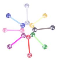 [HS][LA]8PCS/Set Colorful Glitters Acrylic Barbell Ball Tongue Rings Piercing Jewelry Labret, Lip Piercing Jewelry&Face įvairiaspalvis