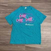 1990s / Vintage Bahamas Fish Graphic T-shirt Bananas Tag XL Blue Single Stitch M