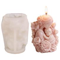 Mother'S Day Silicone Gypsum Ornament Mould Heat Protection Cylinder Candle Mould 3D Flower Candle Moulds for Table Photo Prop China Mainland
