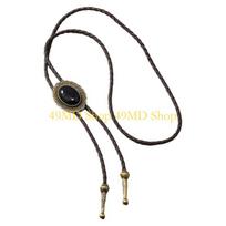 49MD Cowboy Hat Pendant Bolo Tie Necklace Necktie Shirt Collar Jewelry Accessories juoda