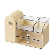 Acrylic Cosmetic Organizer Storage Box with Multiple Compartments and Drawers for Makeup Accessories and Small Items One Size geltona