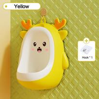 Wall-Mounted Potty Training Urinal Splash-proof Dinosaur Designs Toddler Urinal Detachable Fun to Use Standing Potty Toilet geltona