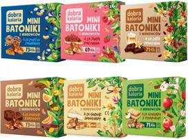 Dobra Kaloria Zestaw Mini Batoników Bez Cukru Zdrowe Batony Mix Smaku 6Szt