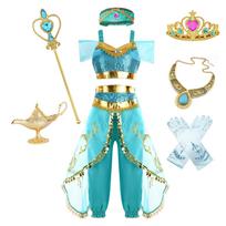 Princess Jasmine 2-Piece Costume Set with Multiple Accessories, Turquoise, 140cm / 7-8 Years 140 CM