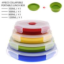 4 vnt. silikono Bento dėžutės stačiakampis sulankstomas pietų dubenėlis maisto laikymo talpyklos dėžutė 350 500 800 1200 ML Round