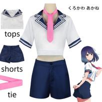Anime OSHI NO KO Veikėja Kurokawa Akane Cosplay Kostiumas Vasarinis Mėlynas Jūreiviškas Kostiumas Viršus Šortai Apranga Helovinas Karnavalo Šventė L