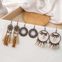 BLINGBAY moteriškų naujų bohemiško stiliaus kutų auskarai, individualizuoti retro atostogų paprasto šimto temperamento auskarų rinkinys