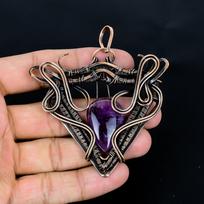 Ametisto pakabukas, brangakmenių papuošalas, 999 varine viela apvyniotas pakabukas, dovana moterims, rankų darbo pakabukas 2.55 Inches