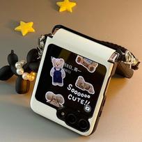 Cute Flip Case For Samsung Z flip 6 Zflip5 Foldable Screen Back Cover Galaxy Z Flip 5 6 Casing with Pet Pendant Hand Rope For Samsung Galaxy Z Flip6
