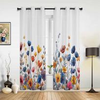 Poppy Flower Retro Butterfly Window Curtains for Living Room Luxury Bedroom Curtain Kitchen Blinds Drapes Curtains 135W x 60H(cm) x1