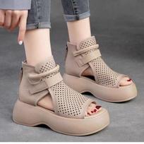 Slope Heel Summer Fashion Sandals 35 abrikosas