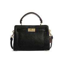 Coach Lane 20 Solid Top Handle Pebble Leather With Snakeskin Leather Handbag Women Handbags Black C8687-IMA47 Basic Set (Bag+Dust Bag)