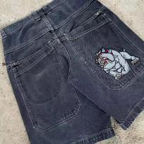FlowStreet Y2K Baggy Shorts Gothic American Pocket Printing Denim Gym Shorts 2000s Vintage Streetwear Hip Hop Men Women Basketball Shorts S