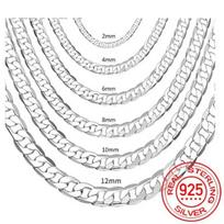 Men's 925 Sterling Silver Necklace 2/4/6/8/10/12MM 40-75cm Chain Lobster Clasp Man And Women Engagement Jewelry 40cm&2mm