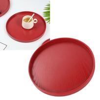 Medinis arbatos padėklas Apvalus Raudonas padėklas maistui patiekti Apvalus arbatos lėkštukas Restoranas 24cm