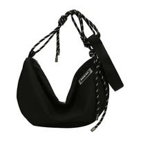 Half-mo Shape Nyl Crossbody Bag Zipper Waterproof Dumpling Shoulder Bag Solid Color Large Capacity Sports Message Bag chaki