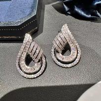 Huitan Novel Design Waterdrop Shaped Stud Earrings Copper Color Full Crystal CZ Sparkling Earrings for Women Statement Zircon