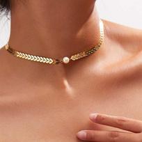 Korean Gold Color Wheat Pearl Choker Necklace for Women Elegant Tassel Clavicle Chain Charms Necklace Wedding Zircon Gift