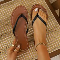 Foreign trade summer new women's flat-bottomed flip-flops simple and versatile comfortable beach sandals spot 36 juoda