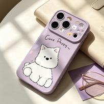 Adorable White Dog Case for iPhone 15/16/17 Pro: Stylish & Durable Protective Cover for Women iPhone 16 Pro Max