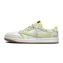 Jordan x Travis Scott Air Jordan 1 Green Mango Hook Slip Resistant Low top Vintage Basketball Shoes Unisex DZ4137-700(Team2042-  ) 35.5