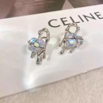Liquid Lava Moonstone Love Hollow Water Drops Heart Geometry Personality Stud Earring for Women New Zircon Christmas Girl Gift