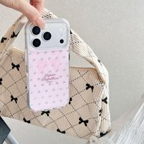 Pink iPhone 16/17 Pro Max Case with Gold Stars and Apple 15 Chain for Women 14