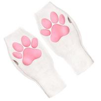 3D Toes Beans Cat Paw Mittens Gloves Silicone Warm Knitting Gloves Soft Fingerless Mittens  Girls balta