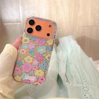 iPhone 17/16 Pro Max/15/14 Case - Spring Fresh Green Leaves & Colorful Flowers Design iPhone 15 Pro