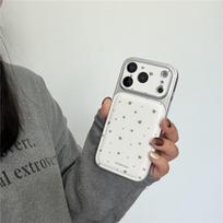 Heart Leather Sticker Case for iPhone 14/16/15/17 Pro Max - Cream White for Women 17