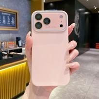 Apple 17 Pro Max iPhone 16 Case with Mirror Screen Protector - Liquid-Silicone Protective Cover iPhone 17 Pro Max rožinė