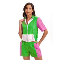 Retro 80-ųjų Disko Moteriškas Užtraukiamas Sportinis Kostiumas Rinkinys L green